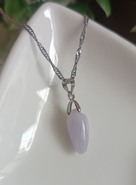 高贵紫罗兰上新正品天然翡翠玉兰花苞玉项坠玉吊坠项链精致百搭款