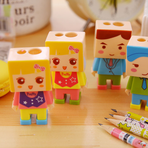 9.9包邮DIY创意组装小人双孔卷笔