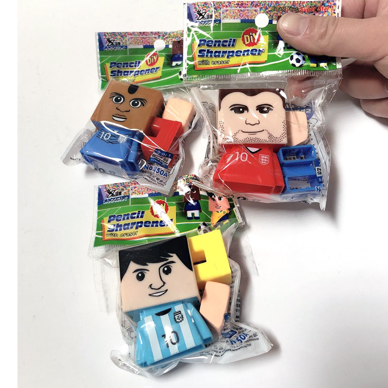 9.9 무료 배송 DIY 크리 에이 티브 조립 악당 이중 구멍 연필 깎이 지우개 학생 선물 상품