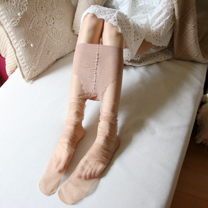 超薄蕾丝透明连裤袜肤色