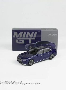 MINIGT 1/64 宝马i7Tanzanite Blue Metallic mgt1111 合金封闭
