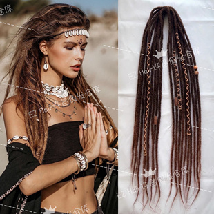 化纤牙买加雷鬼脏辫dreadlock double0.6cm欧美民族风接发假发束