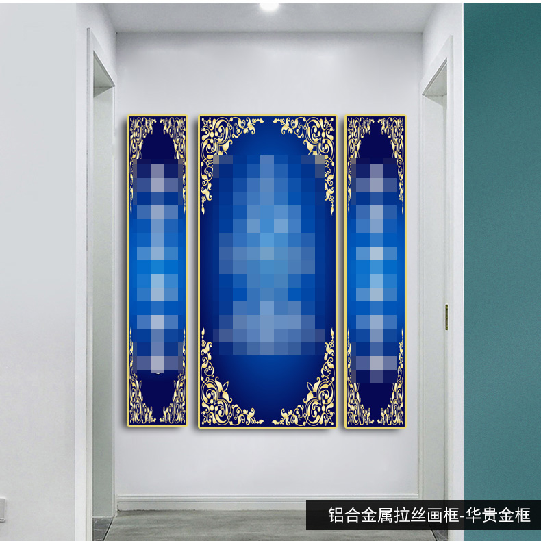 回族中堂三联挂画 沙发客厅装饰画铝合金外框