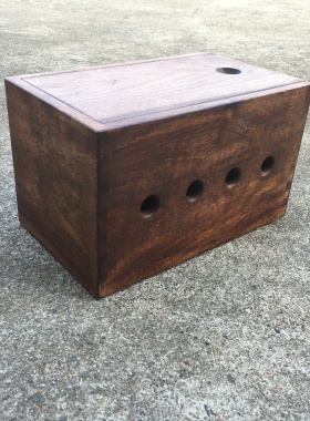 定制实木木盒木箱黑胡桃木电线插座排插收纳盒红橡木遮挡箱整理箱