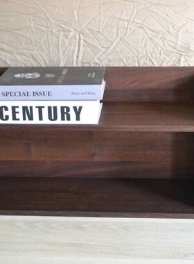 定制北美黑胡桃木置物架原木倒U型架双层增高架实木红橡木书架