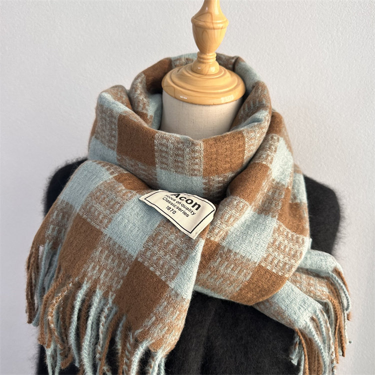 显白咖蓝色！秋冬百搭款加厚仿羊绒围巾男女情侣流苏保暖格子围脖,服饰配件/皮带/帽子/围巾,围巾/丝巾/披肩,淘宝优惠券,粉丝福利购,淘宝优惠卷