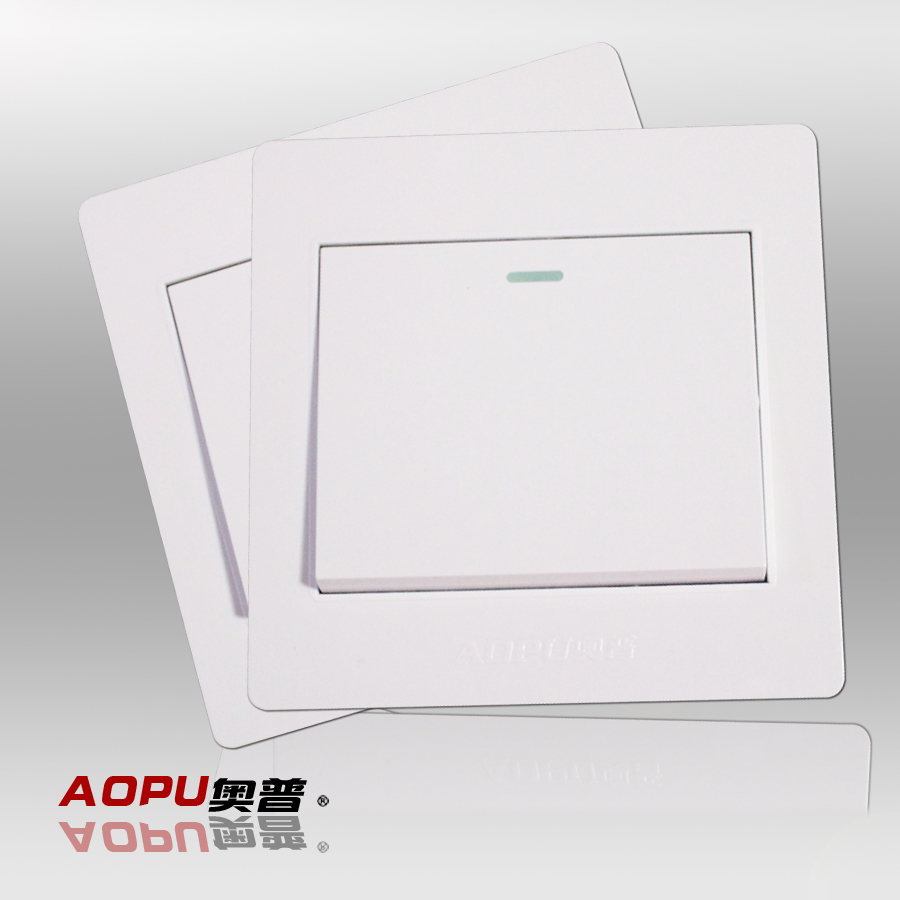 AOPU奥普开关插座面板白色单开一开单联五孔插座炫系列包邮