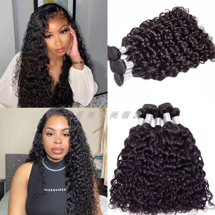 human hair bundles extensions Brazilian water wave hair人发