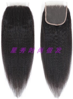 4*4Lace closure human hair Full handmade kinky straight