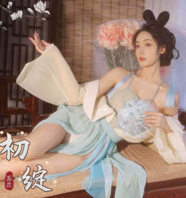 日常仙气夏秋新款汉服女夏妖娆古装薄纱玉兰仙子刺绣肚兜分片绑裙