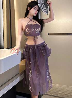 汉服女款夏季2023新款古装中国风国潮制服cosplay女装性感吊带裙