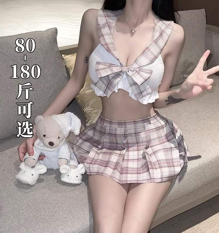 日系格子性感JK超短裙可爱萝莉走光无内衬迷你半步百褶裙纯欲学生