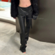 辣妹PU皮裤 女百搭黑色休闲显瘦长裤 拖地直筒复古裤 美式 子2025秋季