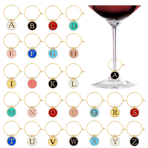 字母酒杯标记环时尚金属酒杯标签