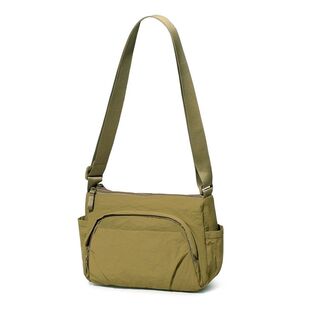 好看双层多袋布艺轻便防泼水男女休闲逛街单肩斜挎手机雨伞小方包