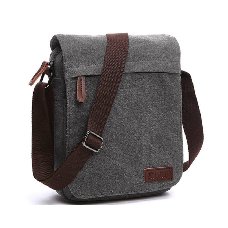 2025侧拉链增扩容竖款方形翻盖帆布男式单肩斜挎9.7寸IPAD伞方包