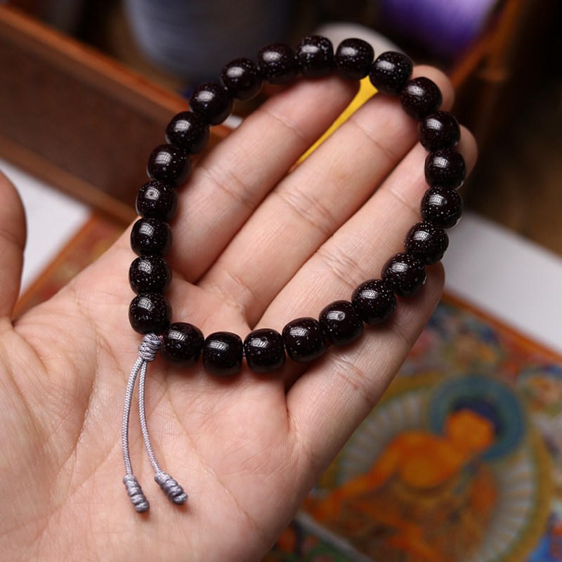 子鱼居天然朱砂供星月菩提子手串手链经典老型桶珠传统藏药供养