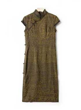 优雅贵气重磅炒色旗袍连衣裙LSQ234730