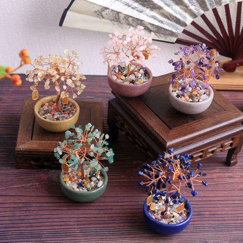 天然水晶发财树diy材料包