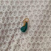 天然原矿湖北高瓷地狱色绿松石侧挂计数器卡子18K金环配饰无优化