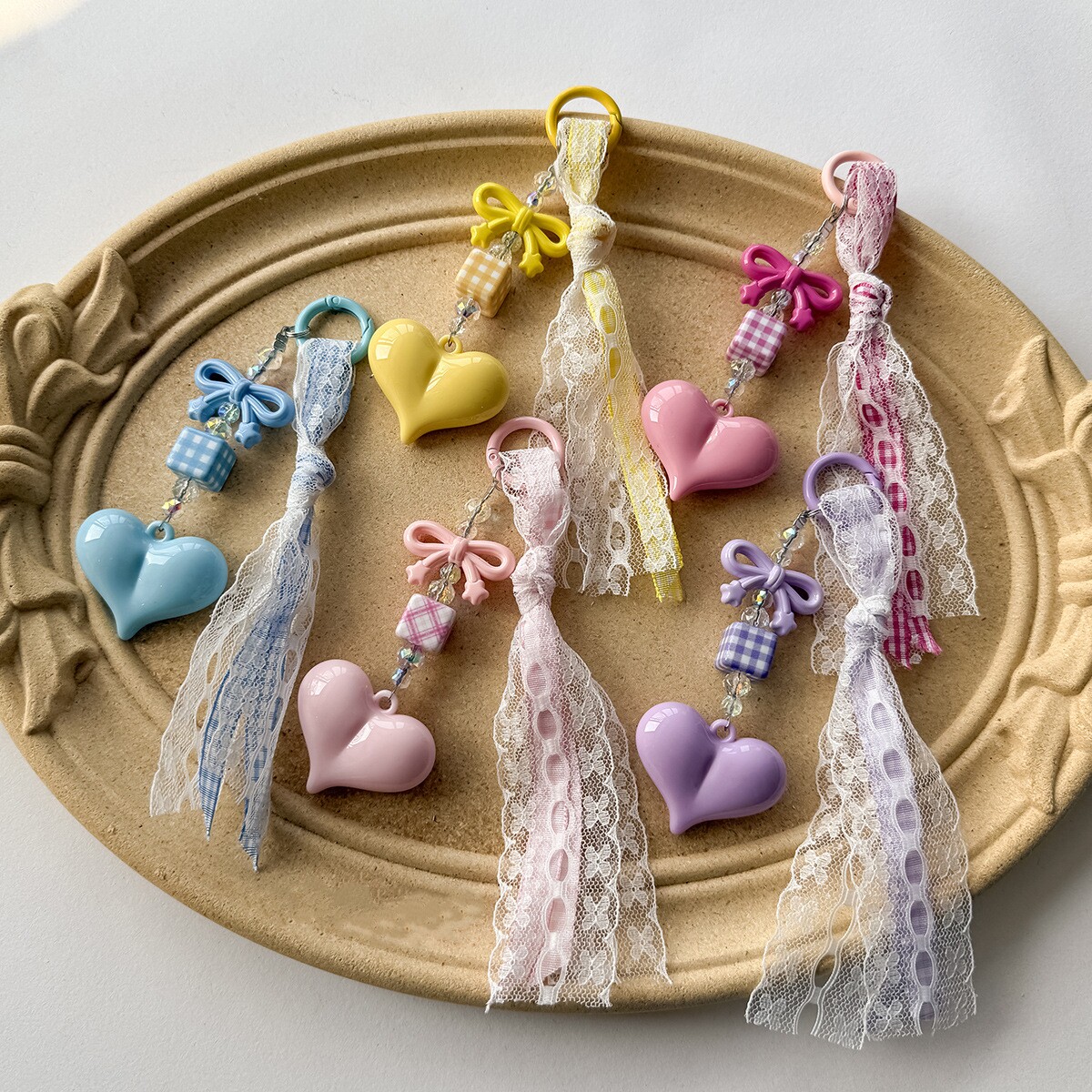 ins蕾丝花边挂绳miu系蝴蝶手机链