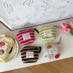 新款迷你小号化妆包女毛绒便携内胆包高级感口红包收纳袋