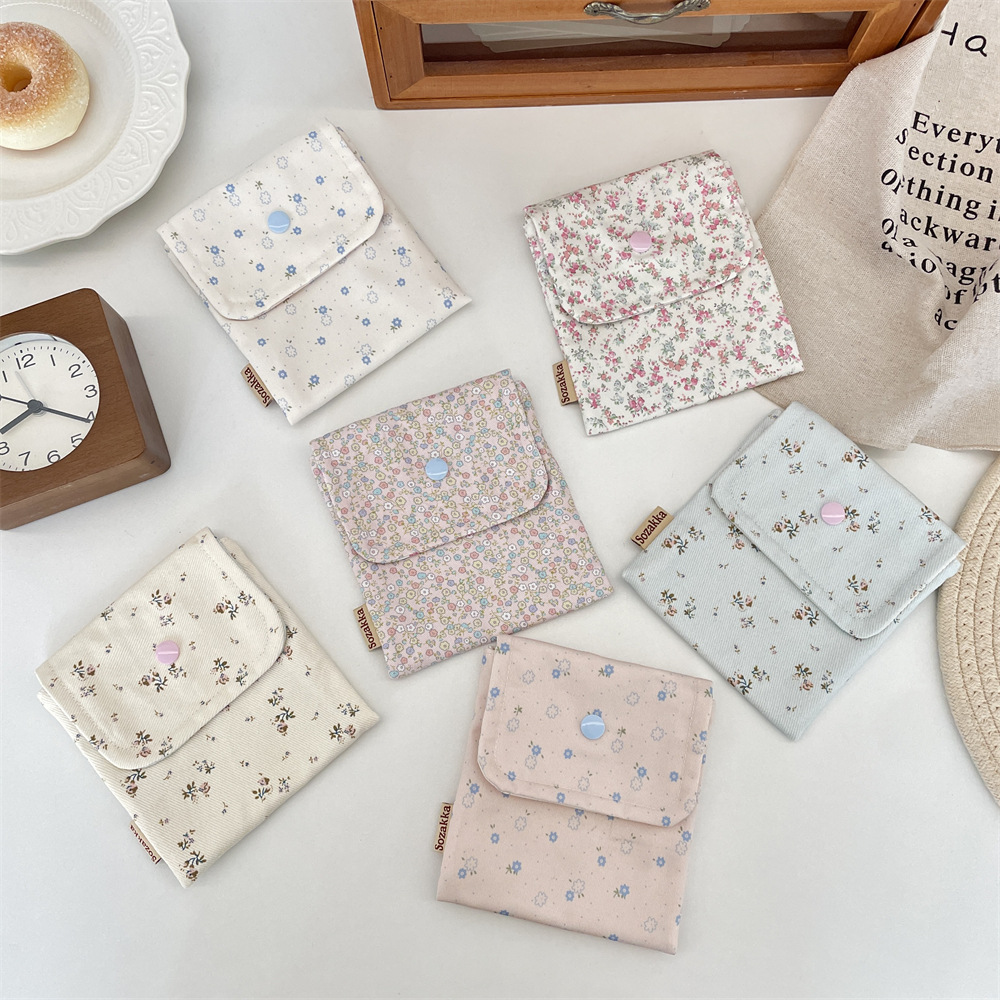 ins碎花收纳包卡包零钱包杂物随身收纳女卫生包化妆品收纳