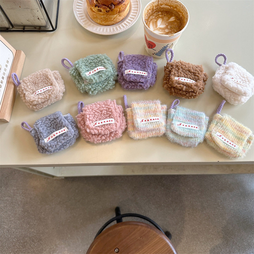 毛绒新款迷你耳机包苹果AirPods挂脖收纳包便携翻盖耳机包,箱包皮具/热销女包/男包,钱包,淘宝优惠券,粉丝福利购,淘宝优惠卷