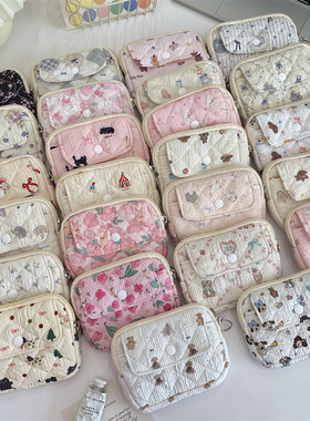 可爱卡通碎花绗缝多功能收纳包整理包证件包卡包钥匙零钱包