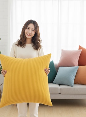细条灯芯绒长方形35x65/50x70大号60x80床靠垫套抱枕靠背套不含芯
