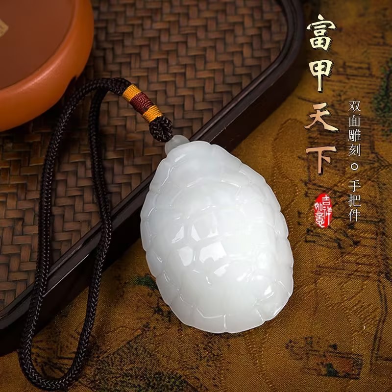 【福厚寿长】富甲天下双面雕刻龟壳手把件招财纳福精致吉品轩