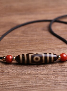 正宗西藏两眼三眼天珠项链吊坠挂件男女台湾至纯九眼老矿天然藏式