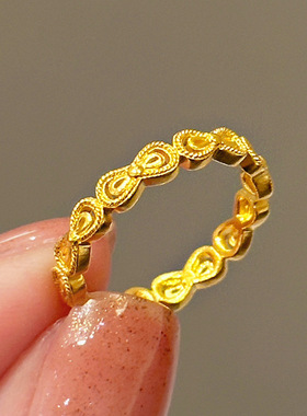 小红书同款在逃公主蝴蝶结戒指轻奢古法金工艺指环一件代发