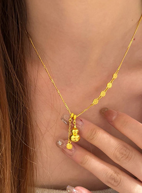 小红书爆款平安喜乐小金葫芦项链新款复古新中式流苏吊坠一件代发