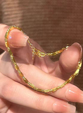 小红书爆款爱的箴言方珠手链2025新款古法金色碎金金手饰一件