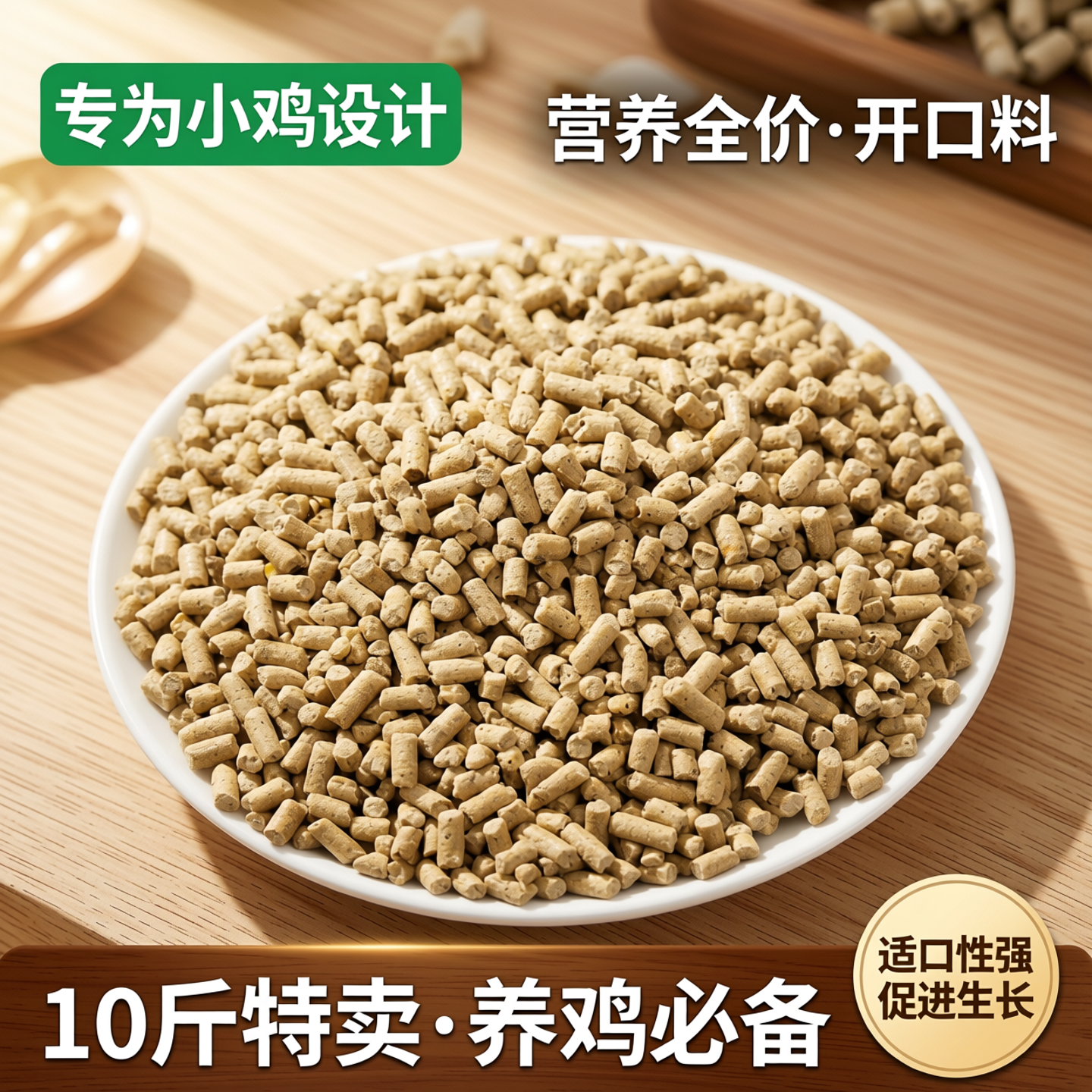 小鸡饲料开口料鸡鸭鹅鸟营养专用食料全价料鸡食中大鸡料10斤特卖