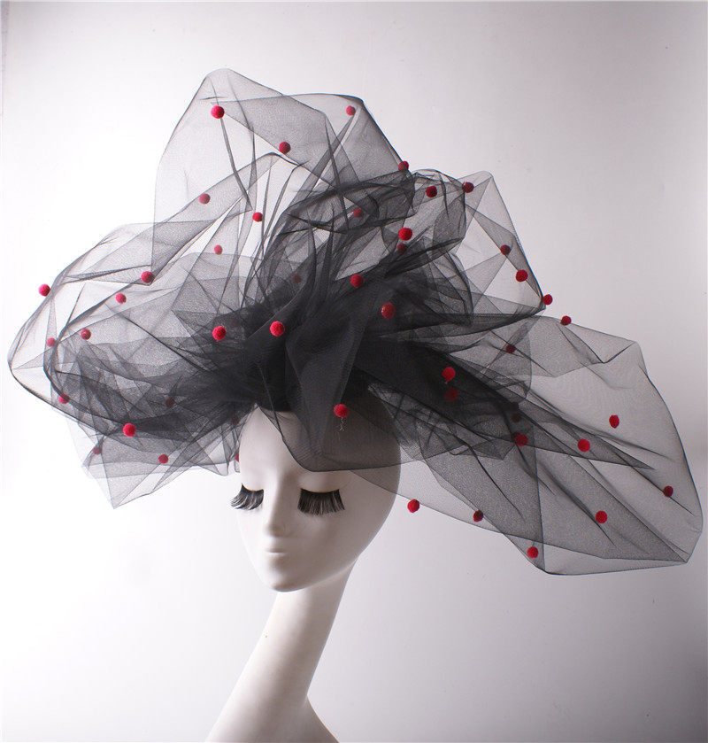 黑色头纱蓬纱夸张超大发饰浮夸内衣秀走秀模特走t台彩妆舞台头饰