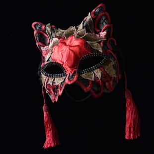 狐狸猫面具半脸日式 动漫 和风中国风cosplay假面罩成人复古二次元