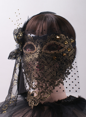 面纱全脸款眼女蒙面歌王唱歌假面罩化妆舞会面具成人神秘道具性感