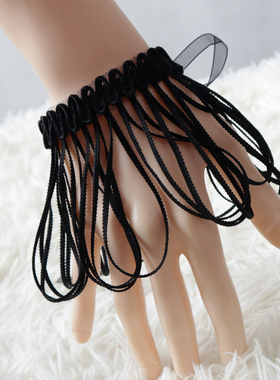 黑色流苏腕饰手链个性朋克夸张美女手腕带手腕环纹身手环手饰