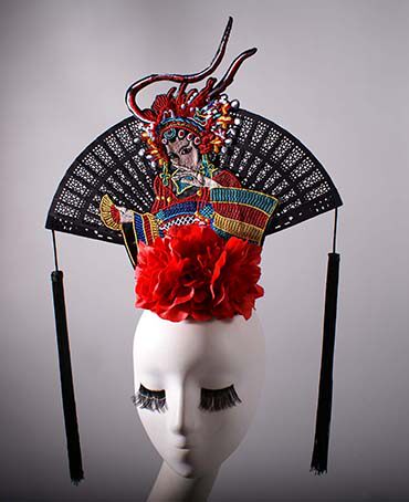 中国风名族复古京剧扇子扇形发饰旗袍秀模特走T台走秀头饰长流苏