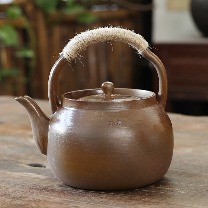 原矿朱泥煮茶陶壶提梁壶柴烧壶烧水壶耐热明火茶壶电陶炉炭炉