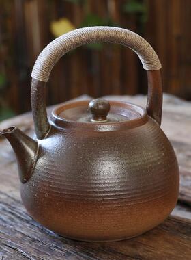 漳泽雄陶瓷烧水壶围炉煮茶壶落灰窑变柴烧提梁养生壶粗砂老岩泥