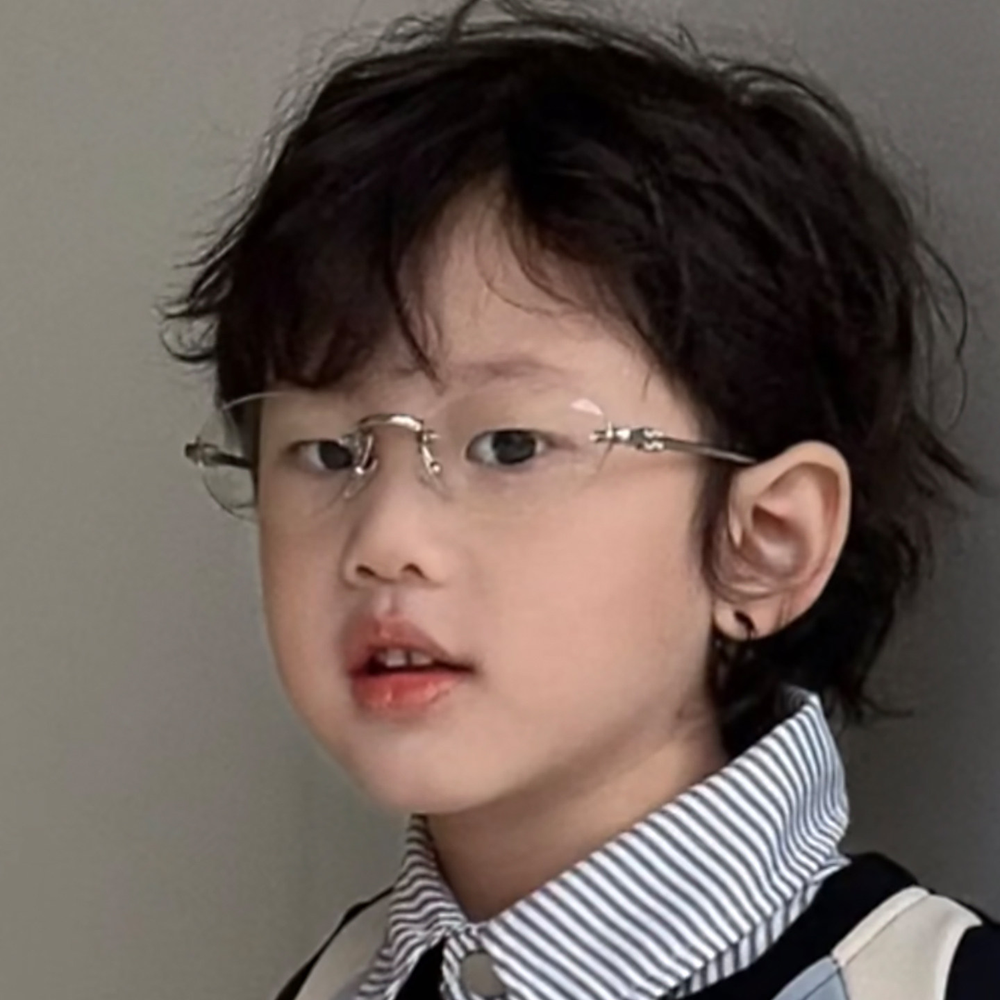 儿童时尚无框金属架素颜镜英伦风造型眼镜