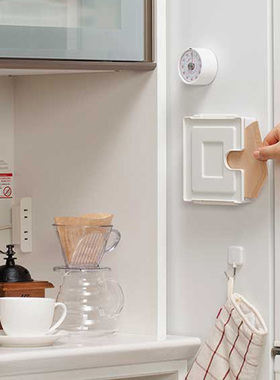 日本进口咖啡滤纸收纳盒磁铁吸壁扇形60枚过滤纸防尘盒方形纸巾盒