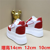 14公分厚底内增高女鞋 12真皮10厘米美拉德婚鞋 2024春秋新款 熊猫鞋