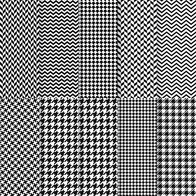 y1173黑白千鸟格无缝拼接图案格子包装布面料印花纹理ai矢量素材