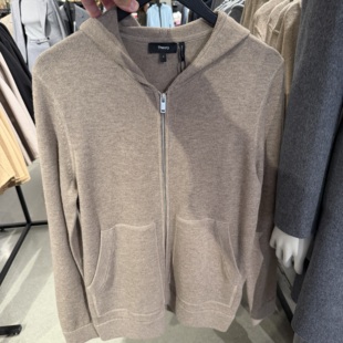 Theory美国代购直邮 男士羊毛羊绒混纺连帽拉链开衫 休闲运动外套