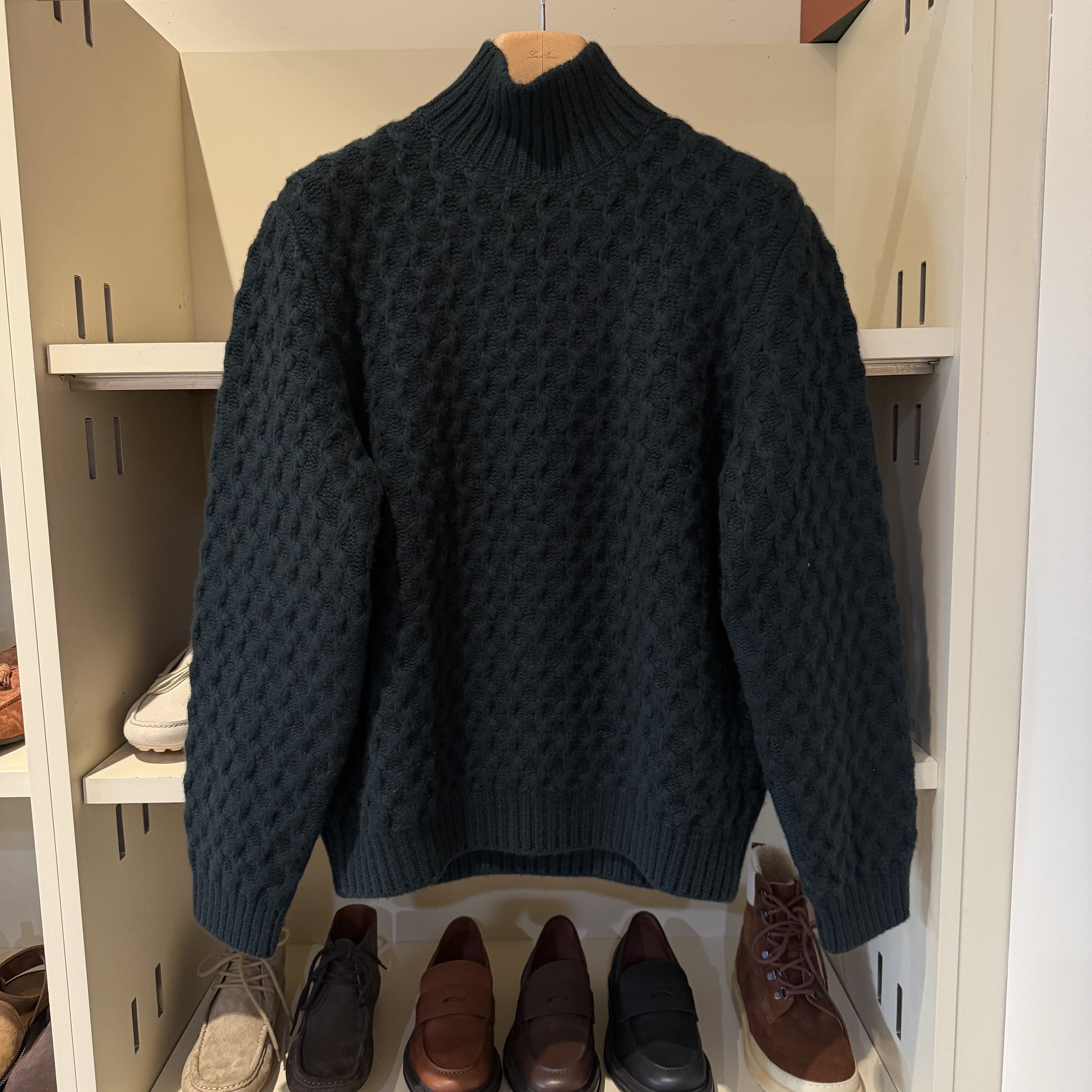 Loro Piana诺悠翩雅男士小羊绒针织衫100%羊绒半高领麻花毛衣