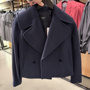 Theory女士羊毛羊绒混纺短大衣 毛呢外套 长袖上衣 美国代购